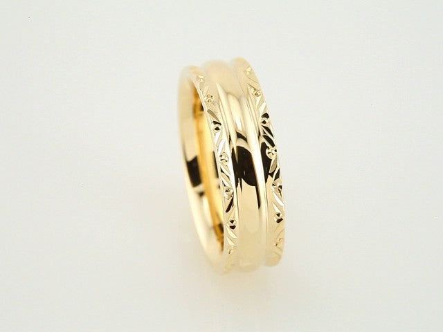 14K Yellow Gold 6 mm Design-Engraved Comfort-Fit Band Size 5.5