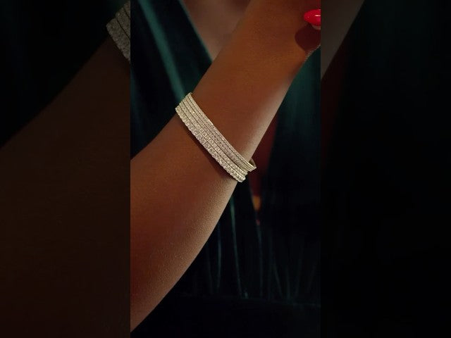 14K Yellow Gold 3 CTW Lab-Grown Diamond Flexible Bangle 7" Bracelet