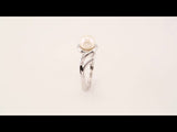 14K White Cultured White Freshwater Pearl Ring