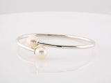 Sterling Silver Cultured White Freshwater Pearl Flexible Bangle Bracelet