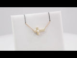 14K Yellow Gold Cultured White Seed Pearl Sideways Cross 16-18" Necklace