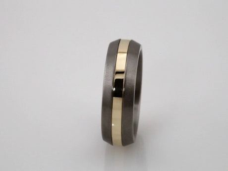 Titanium & 14K Yellow Inlay 6 mm Satin Finished Band