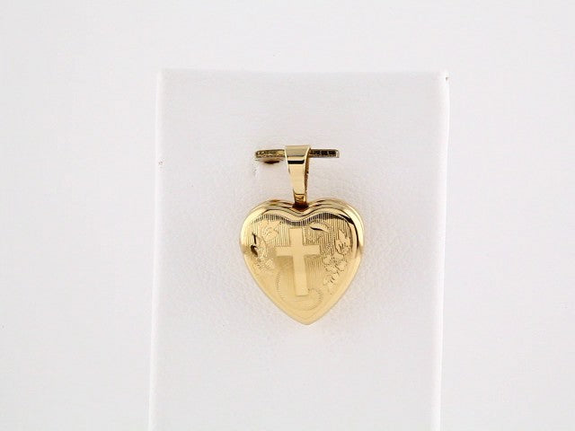 14K Yellow Gold-Plated Sterling Silver Cross Heart Locket