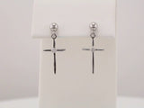 14K White Gold .01 CTW Natural Diamond Cross Earrings