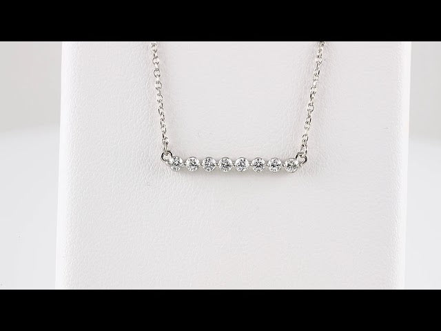 14K White 1/4 CTW Natural Diamond Bar 18" Necklace