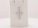 14K White 1/4 CTW Natural Diamond Micro Pavé Cross Pendant