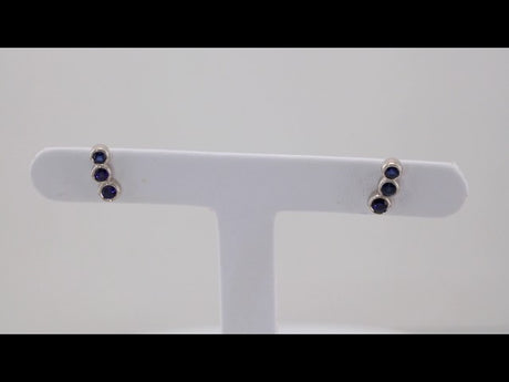 Sterling Silver Imitation Blue Sapphire Ear Climbers  
