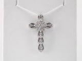 14K White .07 CTW Natural Diamond Cross Pendant