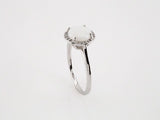 14K White Natural White Opal & .05 CTW Natural Diamond Ring