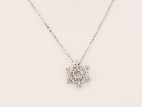 14K White Gold 1/3 CTW Natural Diamond Snowflake 16" Necklace   