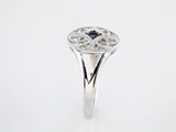 Sterling Silver Natural Blue Sapphire Granulated Filigree Ring