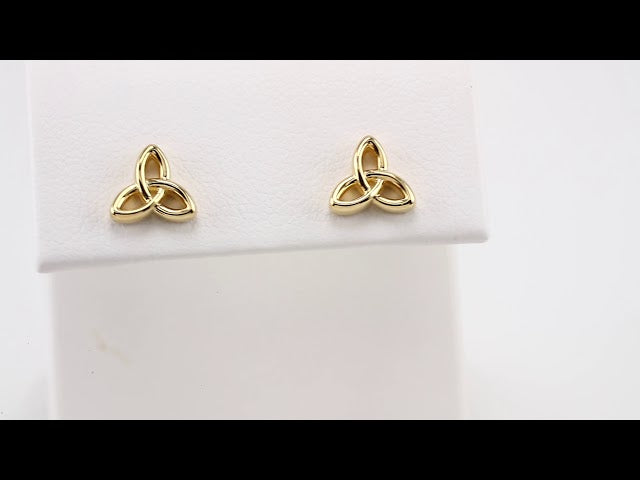 14K Yellow Celtic-Inspired Trinity Earrings