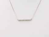 14K White 1/10 CTW Natural Diamond Milgrain Bar 16-18" Necklace