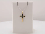 14K Yellow .005 CT Natural Diamond Cross Pendant