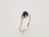 14K White Natural Blue Sapphire & .07 CTW Natural Diamond Ring