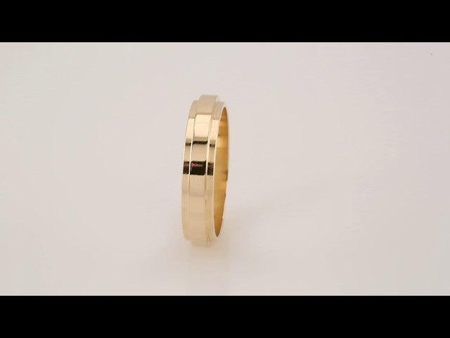 14K Yellow 5 mm Flat Stepped-Edge Band