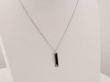 14K White Gold .03 CT Natural Diamond Engravable Bar 16-18" Necklace