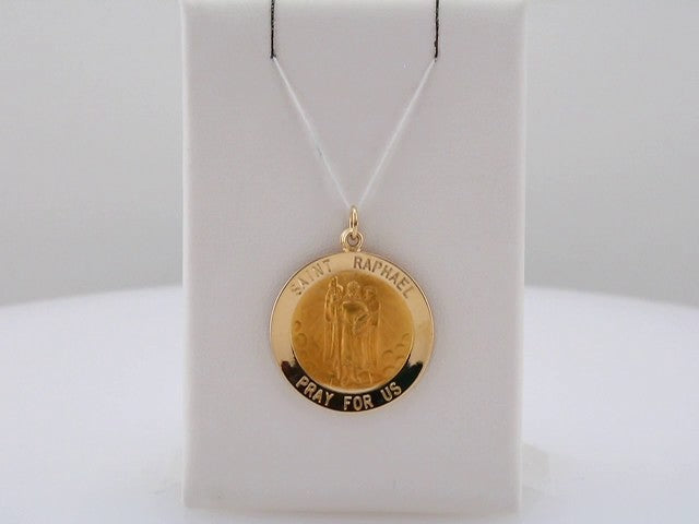 14K Yellow 18 mm Round St. Raphael Medal
