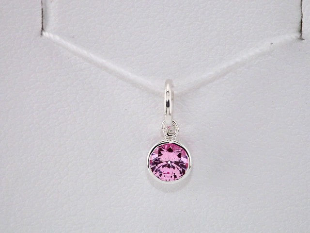 14K White Gold Posh Mommy® Imitation Pink Tourmaline Charm/Pendant