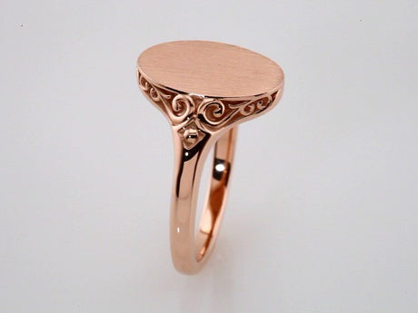 14K Rose 13x9 mm Oval Signet Ring