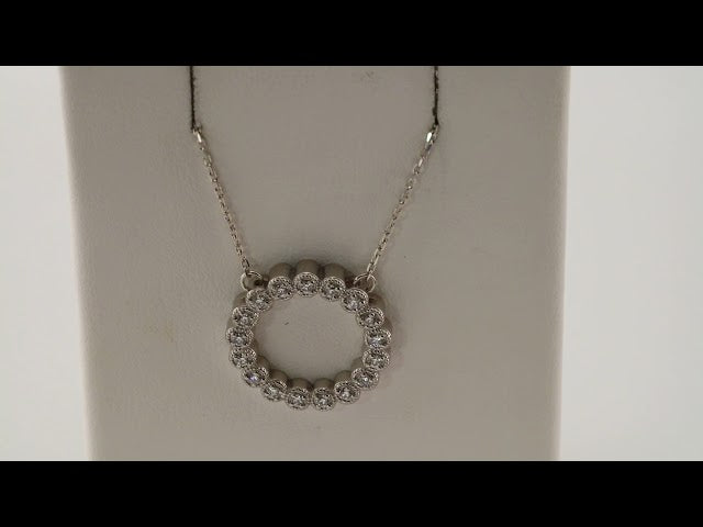 14K White Gold 1/5 CTW Natural Diamond Circle 16-18" Necklace
