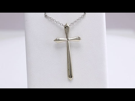 Sterling Silver Elongated Cross 20" Necklace