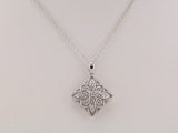 14K White  1/10 CTW Natural Diamond Granulated Filigree 16-18" Necklace