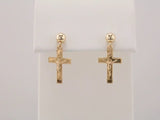 14K Yellow 20x9 mm Crucifix Earrings