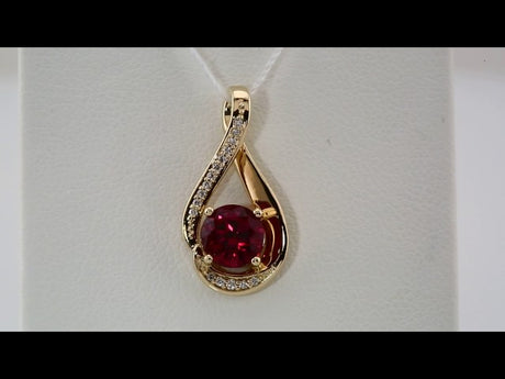 14K Yellow 6 mm Natural Rhodolite Garnet & .04 CTW Natural Diamond Pendant