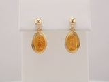 14K Yellow 12x9 mm Miraculous Dangle Earrings