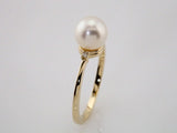 14K Yellow Gold Cultured White Freshwater Pearl & .02 CTW Natural Diamond Ring