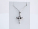 Sterling Silver Imitation White Cubic Zirconia Cross 18" Necklace