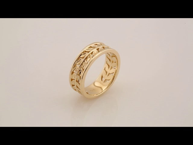 14K Yellow Leaf Ring