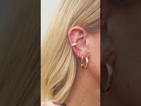 14K Yellow Half-Round Tube 17 mm Hoop Earrings