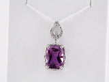 14K White Natural Amethyst & .025 CTW Natural Diamond Pendant