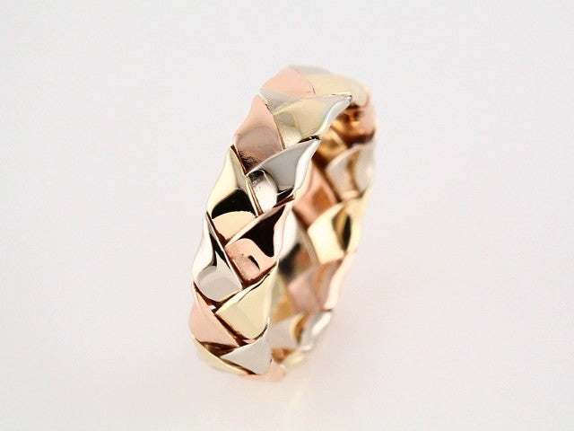 14K Yellow/White/Rose Gold 5.5 mm Woven Band Size 9 