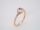 14K Rose Natural Rainbow Moonstone & .06 CTW Natural Diamond Ring