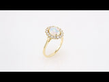 14K Yellow Natural White Ethiopian Opal & 3/8 CTW Natural Diamond Ring