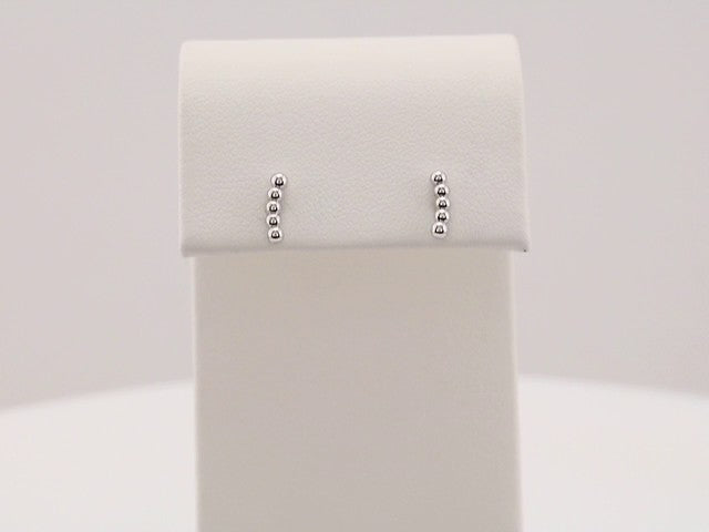 14K White Curved Beaded Earrings