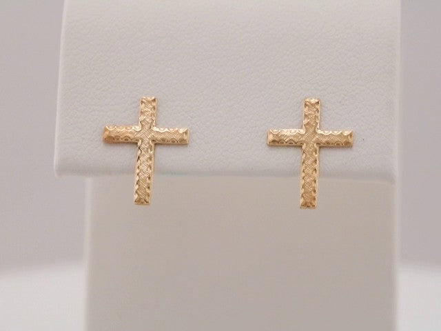 14K Yellow 13x9 mm Cross Earrings