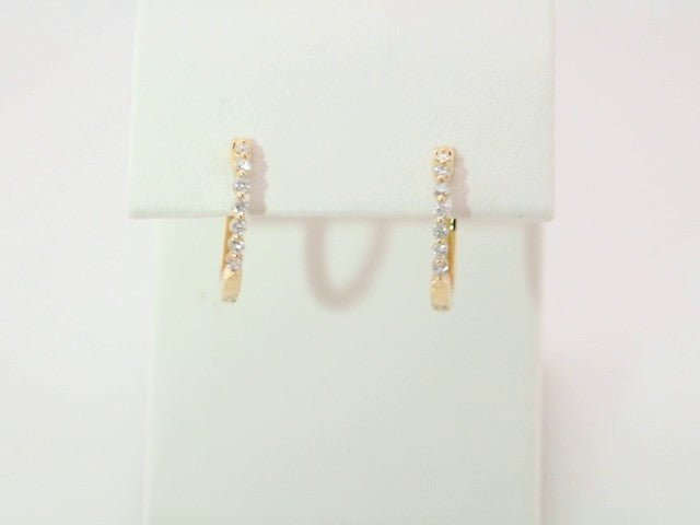 14K Yellow Gold 1/5 CTW Natural Diamond Hinged 15.25 mm Hoop Earrings