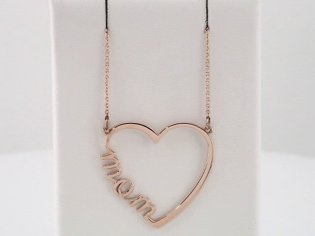 14K Rose Gold "Mom" Heart 17" Necklace