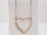 14K Rose Gold "Mom" Heart 17" Necklace