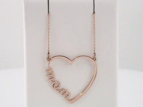14K Rose Gold "Mom" Heart 17" Necklace