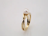 14K Yellow Cultured White Freshwater Pearl Ring