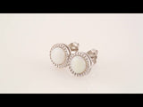 14K White Natural White Opal Bezel-Set Leaf Earrings