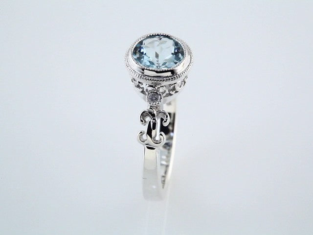 Sterling Silver Natural Aquamarine & .02 CTW Natural Diamond Ring