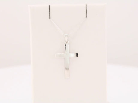 14K White Cross Pendant