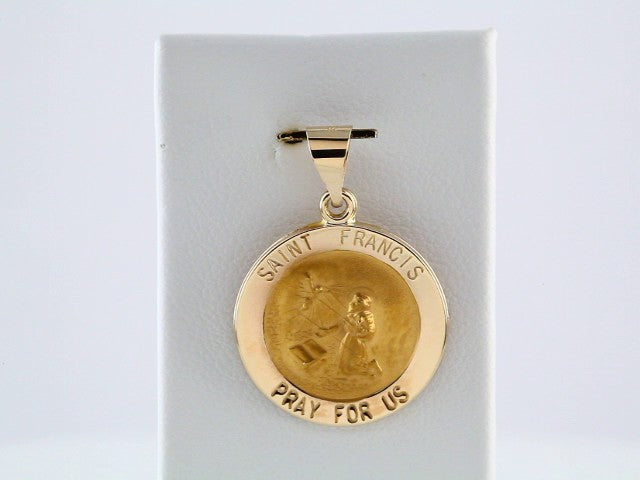 14K Yellow 18 mm Round Hollow St. Francis Medal