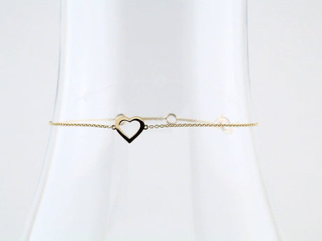 14K Yellow Gold Heart 7" Bracelet